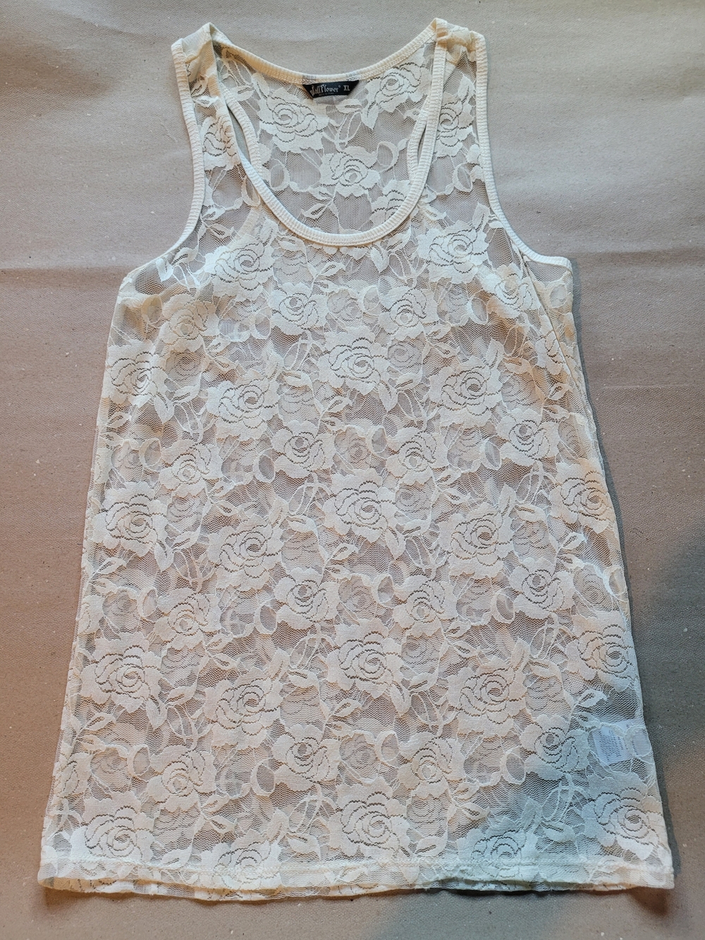 Wallflower Ivory Floral Lace Tank Top
